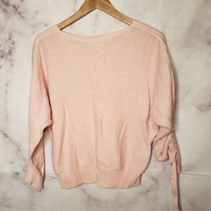 JOIE Pink Ruched Sleeves Pullover Sweater XS